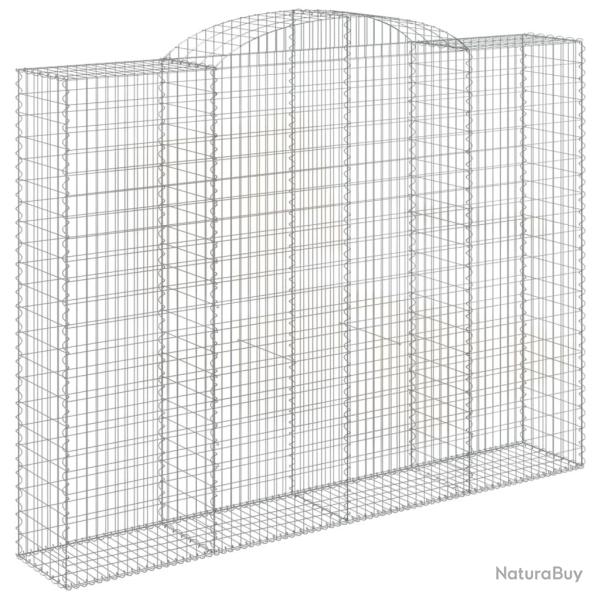 Panier de gabions cl�ture cage mur de sout�nement arqu� 300 x 50 x 220/240 cm fer galvanis� Argent
