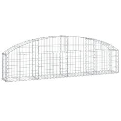 Panier de gabions cl&ocirc;ture cage mur de sout&egrave;nement arqu&eacute; 200 x 30 x 40/60 cm fer galvanis&eacute; Argent 02