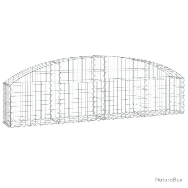 Panier de gabions cl�ture cage mur de sout�nement arqu� 200 x 30 x 40/60 cm fer galvanis� Argent 02