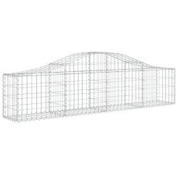 Panier de gabions cl&ocirc;ture cage mur de sout&egrave;nement arqu&eacute; 200 x 30 x 40/60 cm fer galvanis&eacute; Argent 02