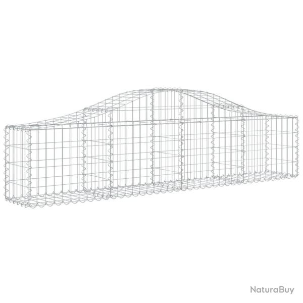 Panier de gabions cl�ture cage mur de sout�nement arqu� 200 x 30 x 40/60 cm fer galvanis� Argent 02