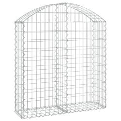 Panier de gabions cl&ocirc;ture cage mur de sout&egrave;nement arqu&eacute; 100 x 30 x 100/120 cm fer galvanis&eacute; Argent