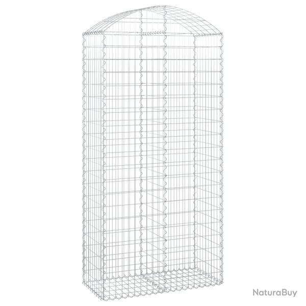 Panier de gabions cl�ture cage mur de sout�nement arqu� 100 x 50 x 200/220 cm fer galvanis� Argent