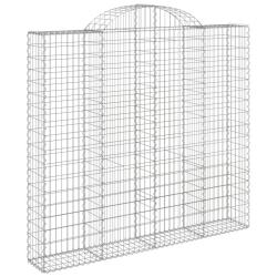 Panier de gabions cl&ocirc;ture cage mur de sout&egrave;nement arqu&eacute; 200 x 50 x 180/200 cm fer galvanis&eacute; Argent