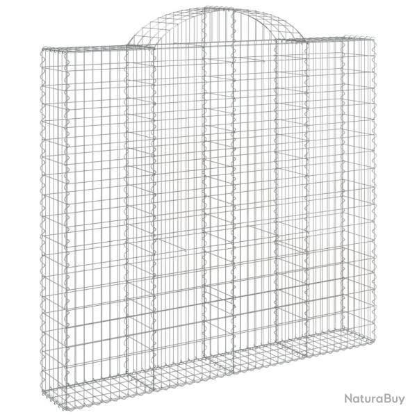 Panier de gabions cl�ture cage mur de sout�nement arqu� 200 x 50 x 180/200 cm fer galvanis� Argent