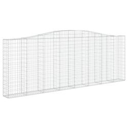 Panier de gabions cl&ocirc;ture cage mur de sout&egrave;nement arqu&eacute; 400 x 30 x 140/160 cm fer galvanis&eacute; Argent