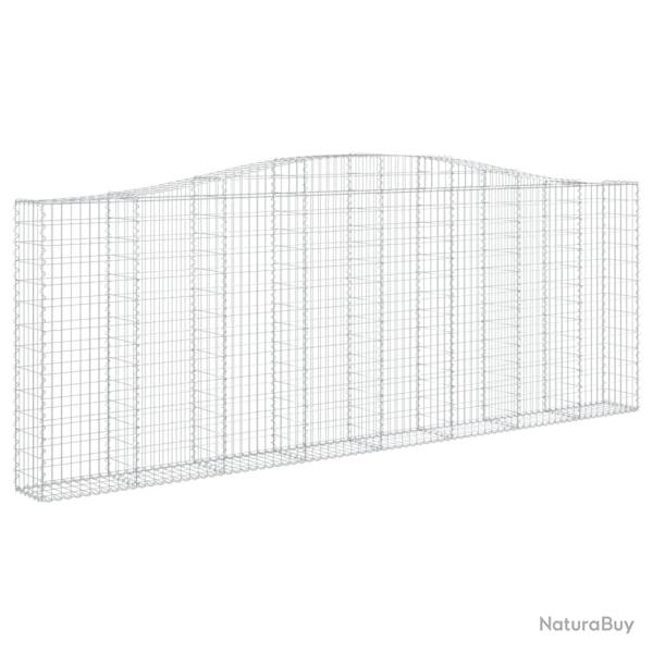 Panier de gabions cl�ture cage mur de sout�nement arqu� 400 x 30 x 140/160 cm fer galvanis� Argent