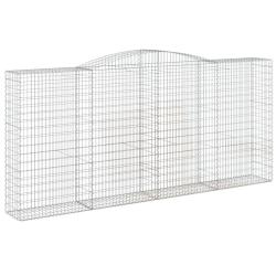 Panier de gabions cl&ocirc;ture cage mur de sout&egrave;nement arqu&eacute; 400 x 50 x 180/200 cm fer galvanis&eacute; Argent
