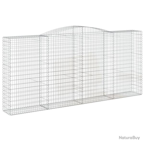 Panier de gabions cl�ture cage mur de sout�nement arqu� 400 x 50 x 180/200 cm fer galvanis� Argent