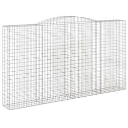 Panier de gabions cl&ocirc;ture cage mur de sout&egrave;nement arqu&eacute; 400 x 50 x 220/240 cm fer galvanis&eacute; Argent