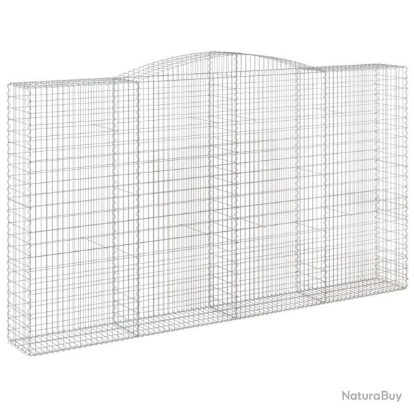 Panier de gabions cl�ture cage mur de sout�nement arqu� 400 x 50 x 220/240 cm fer galvanis� Argent