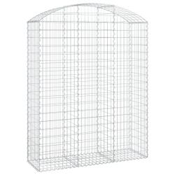 Panier de gabions cl&ocirc;ture cage mur de sout&egrave;nement arqu&eacute; 150 x 50 x 180/200 cm fer galvanis&eacute; Argent