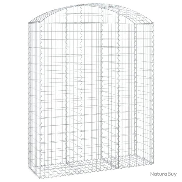 Panier de gabions cl�ture cage mur de sout�nement arqu� 150 x 50 x 180/200 cm fer galvanis� Argent
