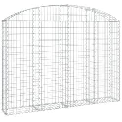 Panier de gabions cl&ocirc;ture cage mur de sout&egrave;nement arqu&eacute; 200 x 30 x 140/160 cm fer galvanis&eacute; Argent