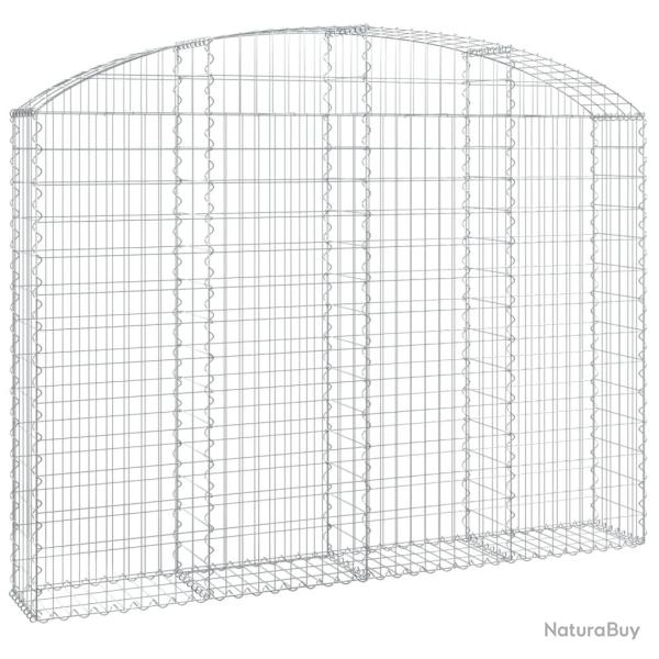 Panier de gabions cl�ture cage mur de sout�nement arqu� 200 x 30 x 140/160 cm fer galvanis� Argent