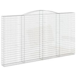 Panier de gabions cl&ocirc;ture cage mur de sout&egrave;nement arqu&eacute; 400 x 30 x 220/240 cm fer galvanis&eacute; Argent