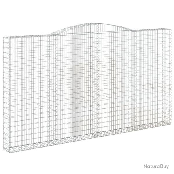 Panier de gabions cl�ture cage mur de sout�nement arqu� 400 x 30 x 220/240 cm fer galvanis� Argent