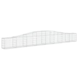 Panier de gabions cl&ocirc;ture cage mur de sout&egrave;nement arqu&eacute; 400 x 30 x 40/60 cm fer galvanis&eacute; Argent 02