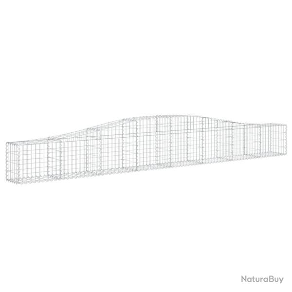 Panier de gabions cl�ture cage mur de sout�nement arqu� 400 x 30 x 40/60 cm fer galvanis� Argent 02