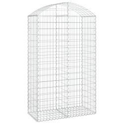 Panier de gabions cl&ocirc;ture cage mur de sout&egrave;nement arqu&eacute; 100 x 50 x 160/180 cm fer galvanis&eacute; Argent