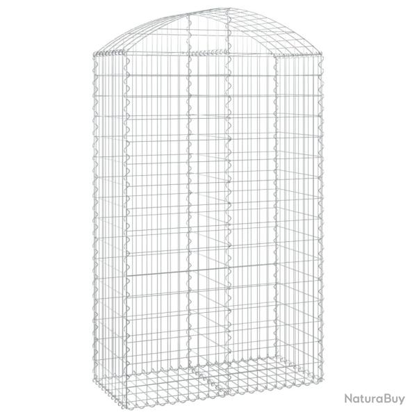 Panier de gabions cl�ture cage mur de sout�nement arqu� 100 x 50 x 160/180 cm fer galvanis� Argent