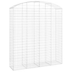 Panier de gabions cl&ocirc;ture cage mur de sout&egrave;nement arqu&eacute; 200 x 50 x 220/240 cm fer galvanis&eacute; Argent
