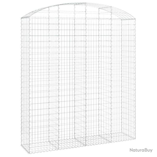 Panier de gabions cl�ture cage mur de sout�nement arqu� 200 x 50 x 220/240 cm fer galvanis� Argent