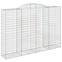 Panier de gabions cl&ocirc;ture cage mur de sout&egrave;nement arqu&eacute; 300 x 50 x 200/220 cm fer galvanis&eacute; Argent