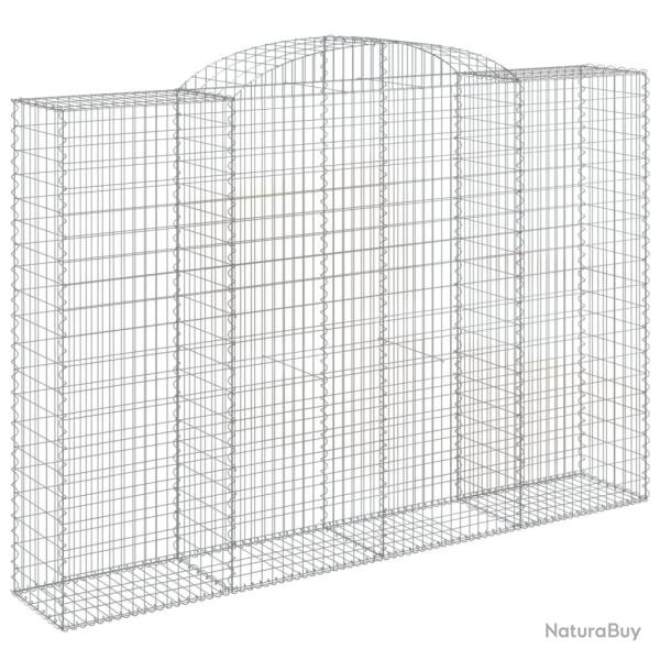 Panier de gabions cl�ture cage mur de sout�nement arqu� 300 x 50 x 200/220 cm fer galvanis� Argent