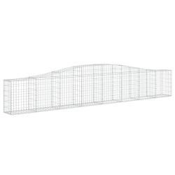 Panier de gabions cl&ocirc;ture cage mur de sout&egrave;nement arqu&eacute; 400 x 30 x 60/80 cm fer galvanis&eacute; Argent 02