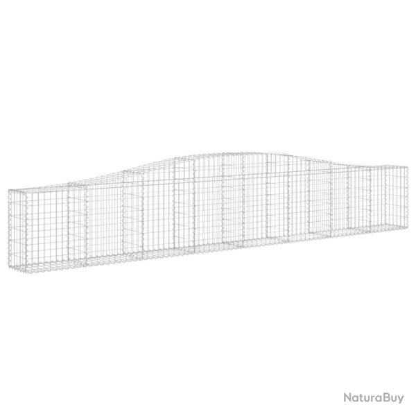 Panier de gabions cl�ture cage mur de sout�nement arqu� 400 x 30 x 60/80 cm fer galvanis� Argent 02