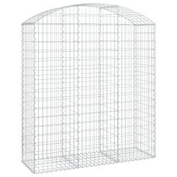 Panier de gabions cl&ocirc;ture cage mur de sout&egrave;nement arqu&eacute; 150 x 50 x 160/180 cm fer galvanis&eacute; Argent