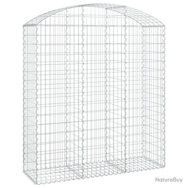 Panier de gabions cl�ture cage mur de sout�nement arqu� 150 x 50 x 160/180 cm fer galvanis� Argent