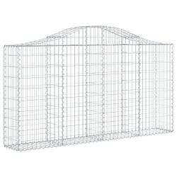 Panier de gabions cl&ocirc;ture cage mur de sout&egrave;nement arqu&eacute; 200 x 30 x 100/120 cm fer galvanis&eacute; Argent