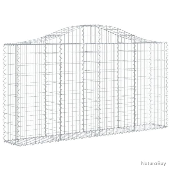 Panier de gabions cl�ture cage mur de sout�nement arqu� 200 x 30 x 100/120 cm fer galvanis� Argent