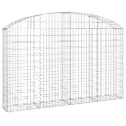 Panier de gabions cl&ocirc;ture cage mur de sout&egrave;nement arqu&eacute; 200 x 30 x 120/140 cm fer galvanis&eacute; Argent