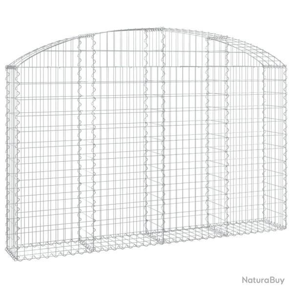 Panier de gabions cl�ture cage mur de sout�nement arqu� 200 x 30 x 120/140 cm fer galvanis� Argent