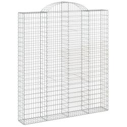 Panier de gabions cl&ocirc;ture cage mur de sout&egrave;nement arqu&eacute; 200 x 30 x 220/240 cm fer galvanis&eacute; Argent