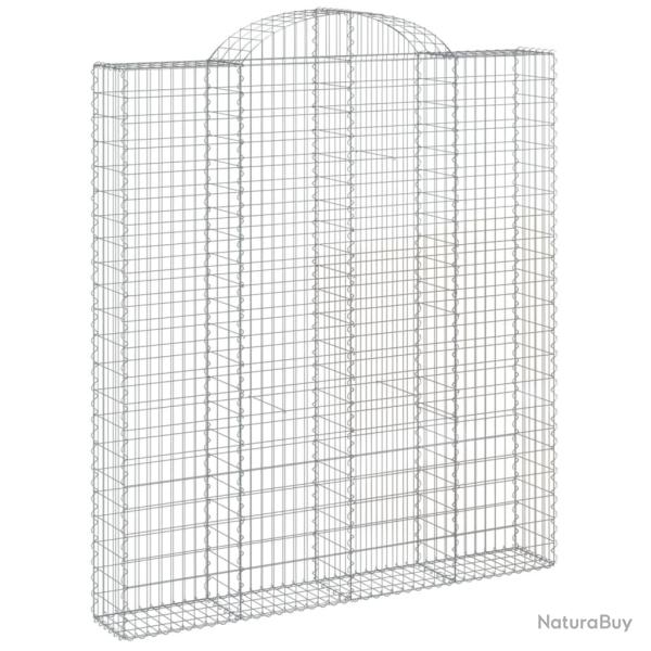 Panier de gabions cl�ture cage mur de sout�nement arqu� 200 x 30 x 220/240 cm fer galvanis� Argent