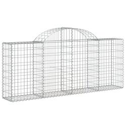 Panier de gabions cl&ocirc;ture cage mur de sout&egrave;nement arqu&eacute; 200 x 30 x 80/100 cm fer galvanis&eacute; Argent 0