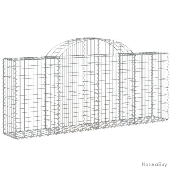Panier de gabions cl�ture cage mur de sout�nement arqu� 200 x 30 x 80/100 cm fer galvanis� Argent 0