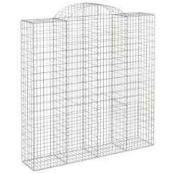 Panier de gabions cl&ocirc;ture cage mur de sout&egrave;nement arqu&eacute; 200 x 50 x 200/220 cm fer galvanis&eacute; Argent