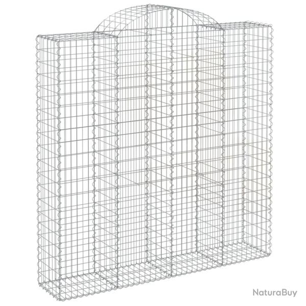 Panier de gabions cl�ture cage mur de sout�nement arqu� 200 x 50 x 200/220 cm fer galvanis� Argent