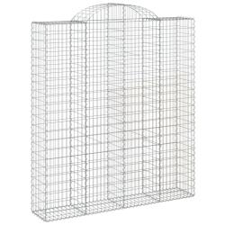 Panier de gabions cl&ocirc;ture cage mur de sout&egrave;nement arqu&eacute; 200 x 50 x 220/240 cm fer galvanis&eacute; Argent