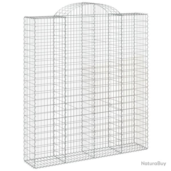 Panier de gabions cl�ture cage mur de sout�nement arqu� 200 x 50 x 220/240 cm fer galvanis� Argent