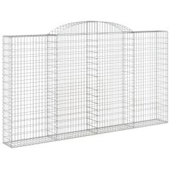 Panier de gabions cl&ocirc;ture cage mur de sout&egrave;nement arqu&eacute; 300 x 30 x 160/180 cm fer galvanis&eacute; Argent