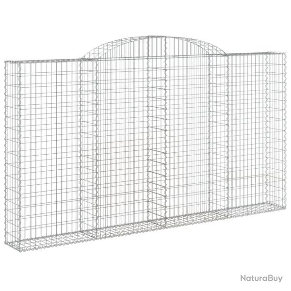 Panier de gabions cl�ture cage mur de sout�nement arqu� 300 x 30 x 160/180 cm fer galvanis� Argent