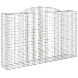 Panier de gabions cl&ocirc;ture cage mur de sout&egrave;nement arqu&eacute; 300 x 50 x 180/200 cm fer galvanis&eacute; Argent