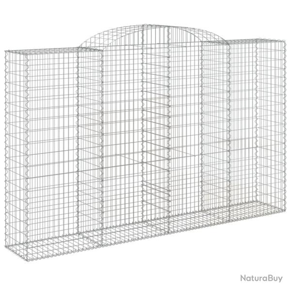 Panier de gabions cl�ture cage mur de sout�nement arqu� 300 x 50 x 180/200 cm fer galvanis� Argent