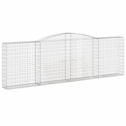 Panier de gabions cl&ocirc;ture cage mur de sout&egrave;nement arqu&eacute; 400 x 30 x 120/140 cm fer galvanis&eacute; Argent
